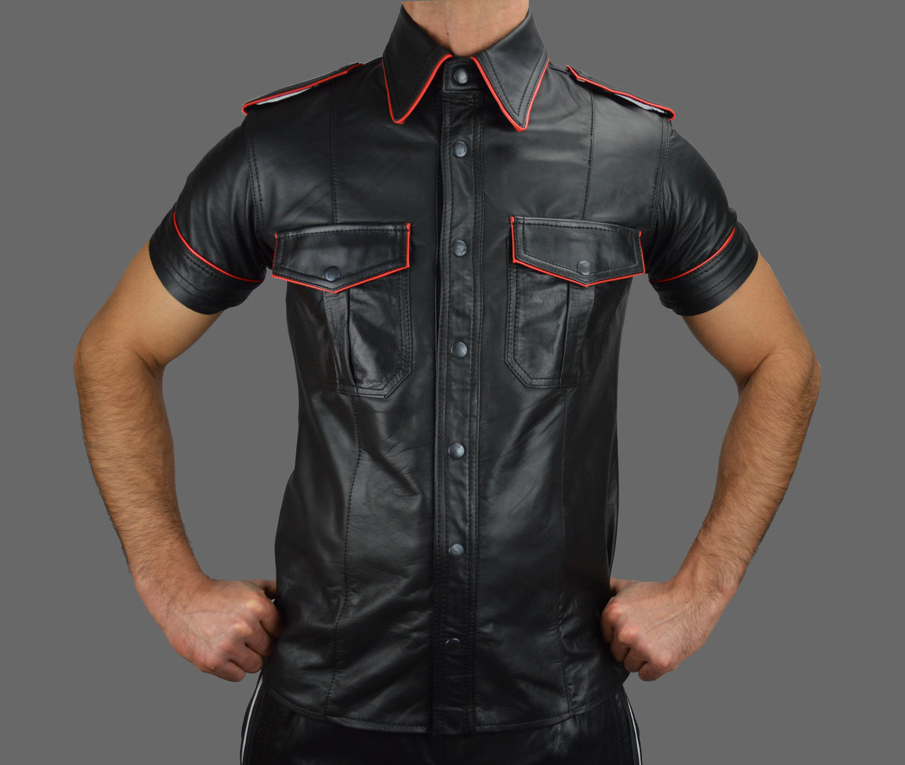 Leather Shirt with Piping