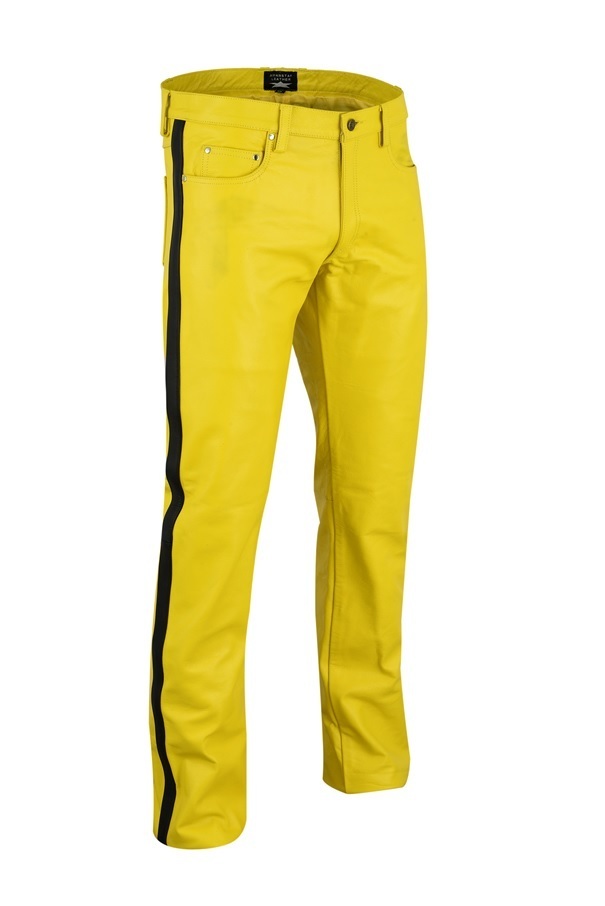 Yellow Leather Trousers 5 Pocket Jeans