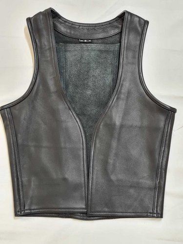 Leather vest with stripes
