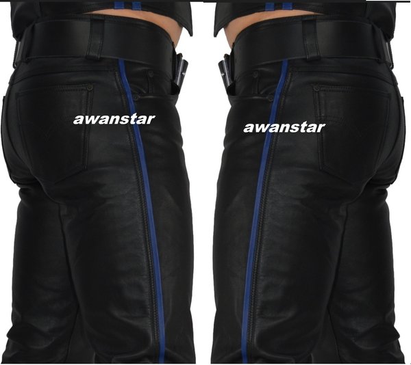 Leather Trousers with Blau Piping