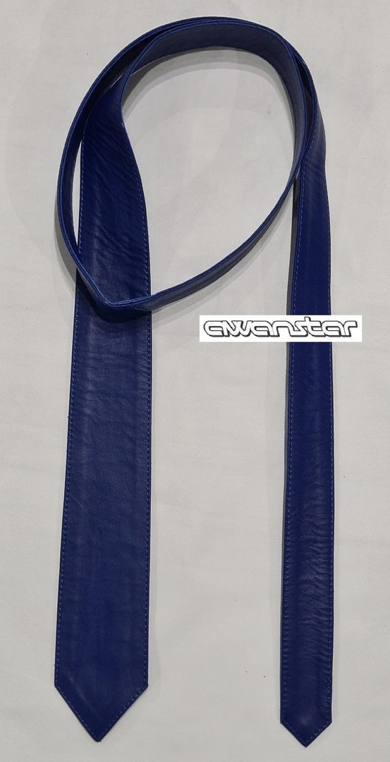 Blue leather Tie, soft leather best quality