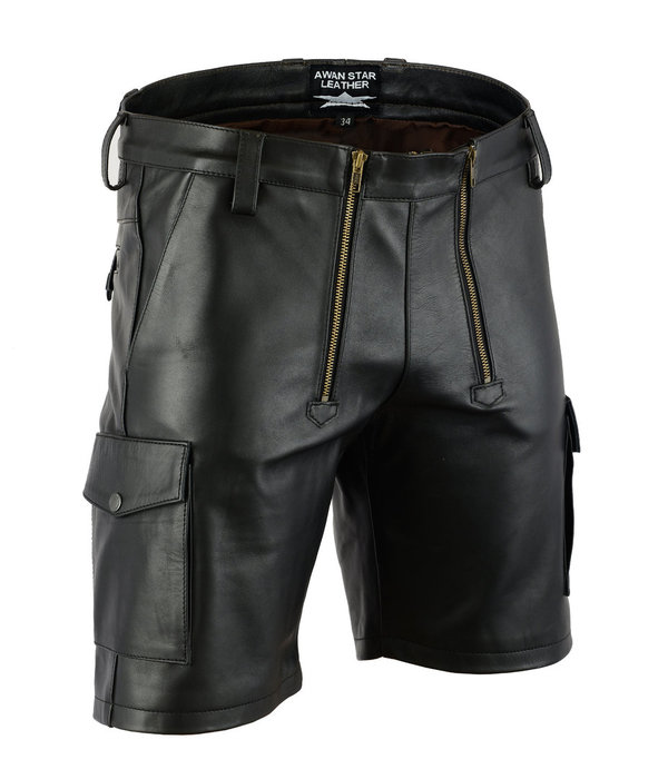 Made of Soft Leather Carpenter Shorts in Cargo Style