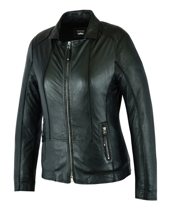 Made of soft Sheep Women leather jacket Black