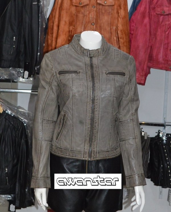 Women leather jacket  grey