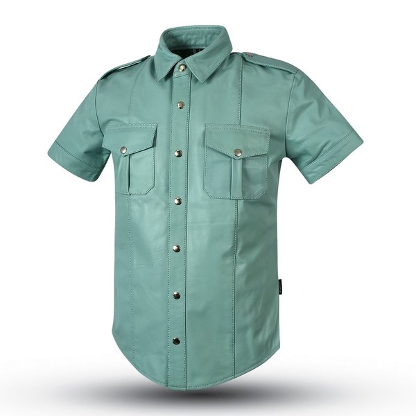 AW-6651 turquoise Slim Fit Lederhemd